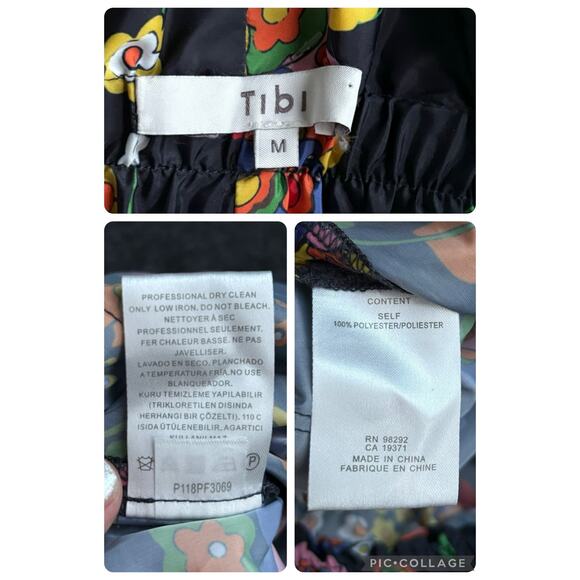 TIBI FLORAL PRINT RUFFLE TECH JOGGER PANTS HIGH PAPER BAG WAIST WOMEN SIZE M NEW - Picture 15 of 15